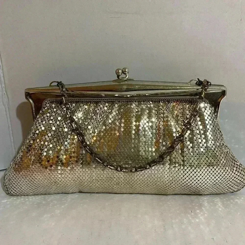 Whiting & Davis silver sequins evening bag